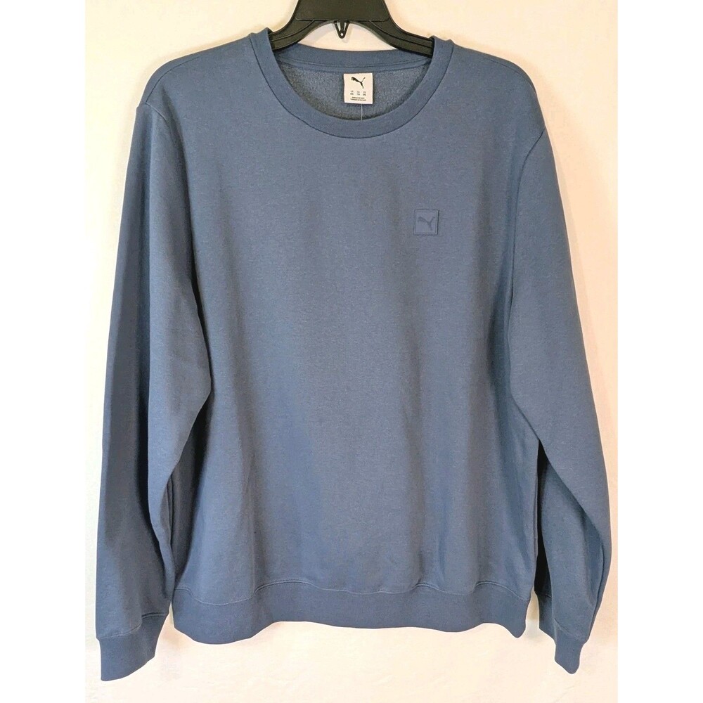 Puma Mens XXL Ess Elevated Logo Crew Sweatshirt Dark Indigo Blue Pull Over New